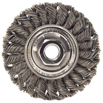 Standard Twist Knot Wire Wheel, 4 in D, .014 in Stainless Steel, M10 x 1.50 Nut