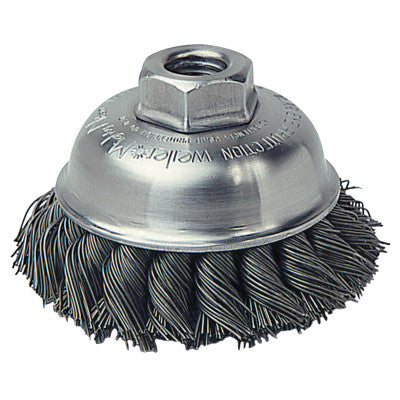 Single Row Heavy-Duty Knot Wire Cup Brush, 3 1/2 in Dia., M10 x 1.25, .023 Steel