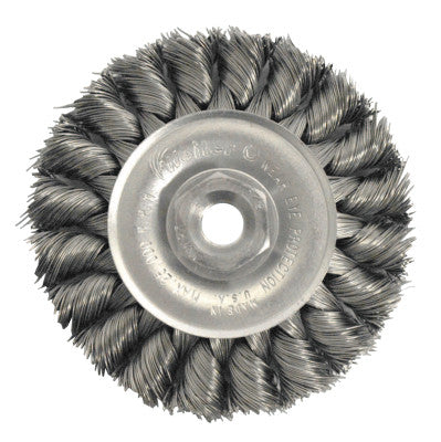 Standard Twist Knot Wire Wheel, 3 in D x 3/8 in W, .014 in Steel Wire, 3/8 Arbor