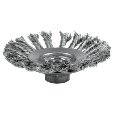 Knot Wire Bevel Wheel, 4 1/2 in D x 3/8 in W, .02 in Stainless Steel, 12,500 rpm