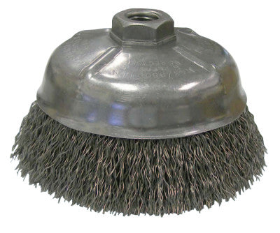 Crimped Wire Cup Brush, 5 in Dia., 5/8-11 UNC Arbor, .014 Steel Wire