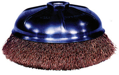 Crimped Wire Cup Brush, 6 in Dia., 5/8-11 UNC Arbor, Bronze Wire