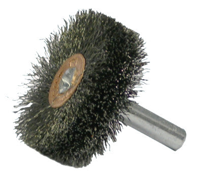 Stem-Mounted Wide Conflex Brush, 1 3/4 in D x 1/2 in W, .008 Stainless Steel