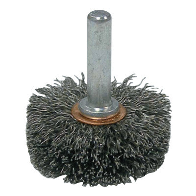 Stem-Mounted Wide Conflex Brush, 1 1/2 in D x 1/2 W, .0118 Steel, 20,000 rpm