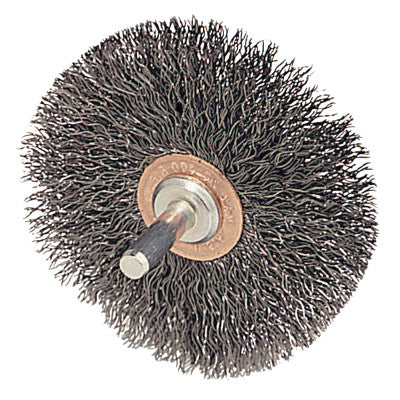 Stem-Mounted Narrow Conflex Brush, 2 1/2 in D x 3/8 W, .014 in Steel, 20,000 rpm