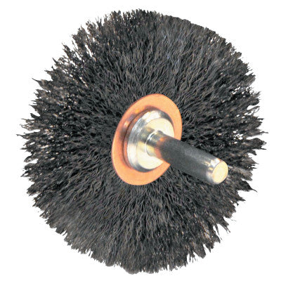 Stem-Mounted Narrow Conflex Brush, 3 in D x 1/2 in W, .008 in Steel, 20,000 rpm