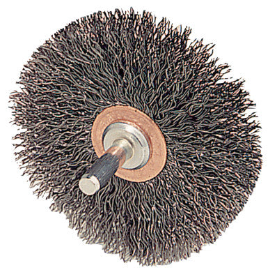 Stem-Mounted Narrow Conflex Brush, 3 in D x 1/2 in W, .0118 in Steel, 20,000 rpm