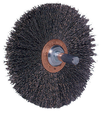 Stem-Mounted Wide Conflex Brush, 3 in D x 1 in W, .0118 Steel Wire, 20,000 rpm