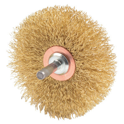 Stem-Mounted Narrow Conflex Brush, 3 in D x 1/2 in W, .0118 in Brass, 20,000 rpm