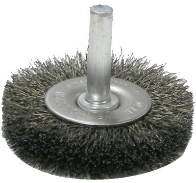 Crimped Wire Radial Wheel Brush, 2 in D, .014 in Steel Wire, 20,000 rpm