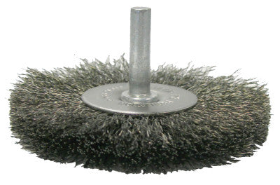 Crimped Wire Radial Wheel Brush, 3 in D, .0118 Steel Wire