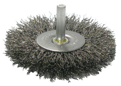 Crimped Wire Radial Wheel Brush, 4 in D, .014 in Steel Wire, 15,000 rpm