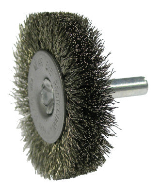 Crimped Wire Radial Wheel Brush, 2 in D, .008 Stainless Steel Wire