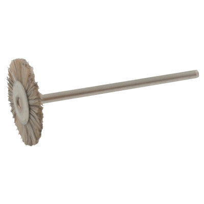 Miniature Stem-Mounted Wheel Brushes, 3/4 in Dia, Natural Hair, 37,000 rpm