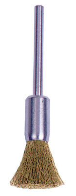 Miniature Stem-Mounted End Brushes, Steel, 37,000 rpm, 3/16" x 0.003"