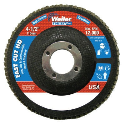 4-1/2" Vortec Pro High Density Abrasive Flap Disc, Flat