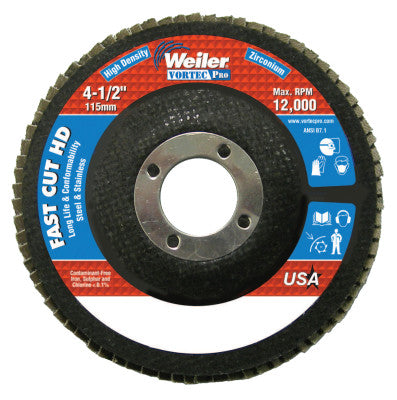 4-1/2" Vortec Pro High Density Abrasive Flap Disc, Flat