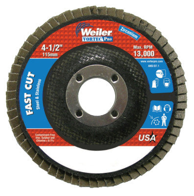 4-1/2" x 7/8", Abrasive Flap Disc, Flat, Phenolic Backing, 36Z