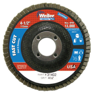 4-1/2" Abrasive Flap Disc, Flat, Phenolic Backing, 4 oz