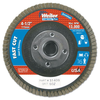 4-1/2" x 5/5-11" A, Abrasive Flap Disc, Flat, Phenolic Backing, 6 oz