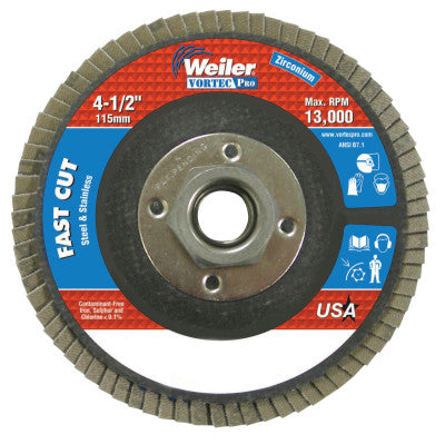 4-1/2" x 5/5-11" A, Abrasive Flap Disc, Flat, Phenolic Backing, 8 oz