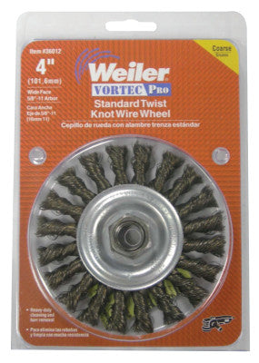 Vortec Pro Knot Wire Wheels, 4 in D, 0.014 in Stainless Steel Wire, 20,000 rpm