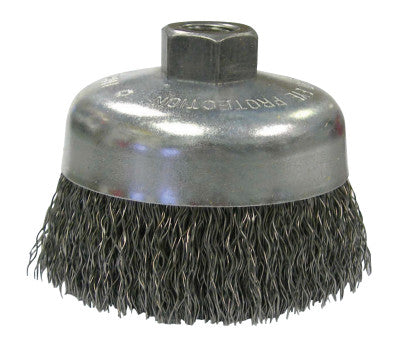 Vortec Pro Crimped Wire Cup Brush, 6" Dia, 5/8-11 Arbor, 0.02" Steel, Display