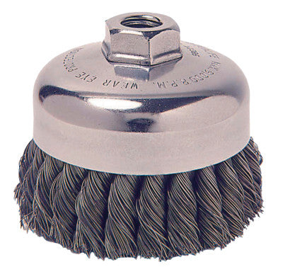 Vortec Pro Knot Wire Cup Brush, 4 in Dia., 5/8-11, .025 in Steel, Display Pack