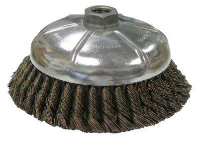 Vortec Pro Knot Wire Cup Brush, 6 in Dia., 5/8-11, .025 in Steel, Display Pack