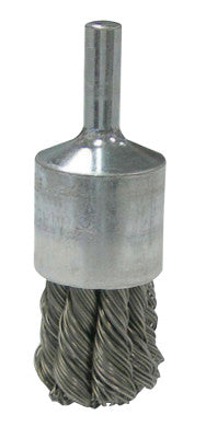 Vortec Pro Stem Mtd Knot Wire End Brushes, Carbon, 3/4 in Dia, .02 Wire