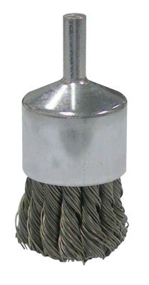 Vortec Pro Stem Mtd Knot Wire End Brushes, Carbon Steel, 1 in Dia, .02 Wire