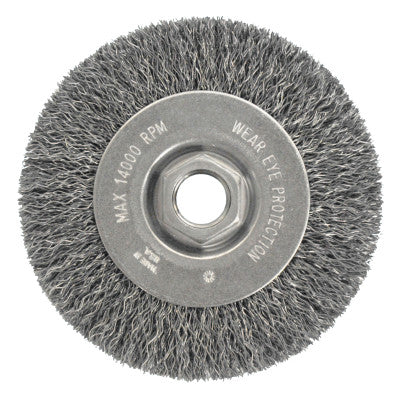 Vortec Pro Crimped Wire Wheel, 4 in D, .014 in Carbon Steel Wire, 14,000 rpm