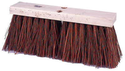 Street Brooms, Hardwood Block, 5 1/4 in Trim, Brown Polypropylene Fill