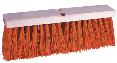 Street Brooms, 18 in Hardwood Block, 5 1/4 in Trim, Orange Polypropylene Fill