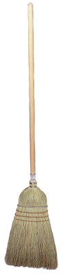 Upright & Whisk Brooms, 18 in Trim L, Broom Corn/Rattan