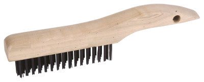 Shoe Handle Scratch Brushes, 10 in, 2 X 17 Rows, Steel Wire, Wood Handle