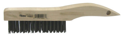 Shoe Handle Scratch Brushes, 10 in, 4 X 16 Rows, Steel Wire, Wood Handle