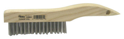 Shoe Handle Scratch Brushes, 10 in, 4X16 Rows, Stainless Steel Wire, Wood Handle