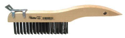 Shoe Handle Scratch Brushes, 10 in, 4 x 16 Rows, Steel Wire, Wood Handle