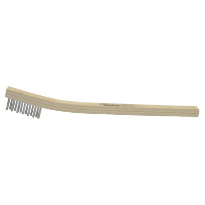 Small Hand Scratch Brushes, 7 1/2 in, 3 X 7 Rows, SS Wire, Curved Wood Handle