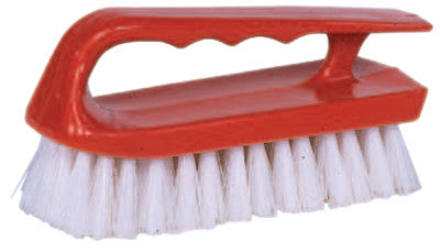 Hand Scrub Brush, 6 in Plastic Block, 1 1/8 in Trim L, White Polypropylene Fill