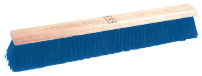 Coarse Sweeping Contractor Broom, 24in Hardwood Block, 3in Trim, Stiff Blue Poly