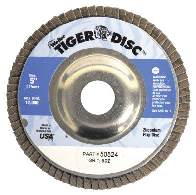 Tiger Disc Angled Style Flap Discs, 5 in, 60 Grit, 7/8 Arbor, Aluminum Back