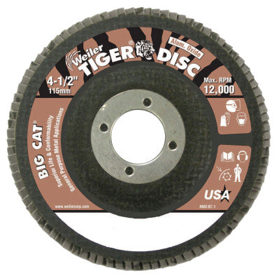 Big Cat High Density Flat Style Flap Discs, 4.5", 40 Grit, 7/8 Arbor, 12,000 rpm