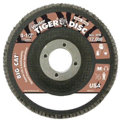 Big Cat High Density Flat Style Flap Discs, 4.5", 60 Grit, 7/8 Arbor, 12,000 rpm