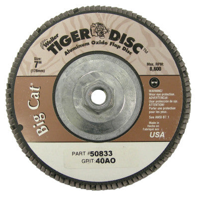 Big Cat High Density Flat Style Flap Discs, 7", 40 Grit, 5/8"-11 Arbor, 8600 rpm