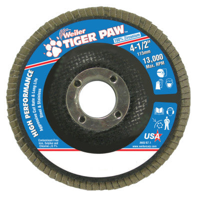 Type 29 Tiger Paw Angled Flap Discs, 4 1/2", 40 Grit, 7/8 Arbor, 13,000 rpm