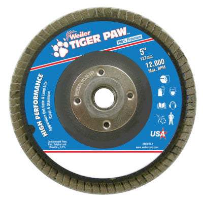 Type 29 Tiger Paw Angled Flap Discs, 5", 60 Grit, 5/8 Arbor, 12,000 rpm