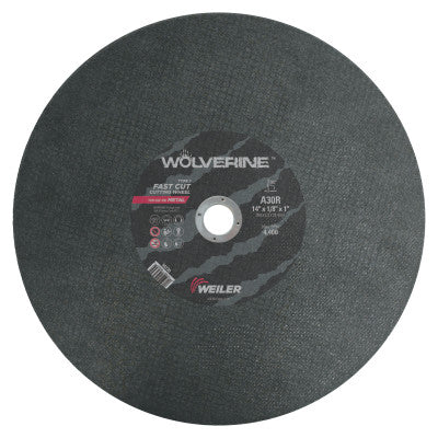 Reinforced Cutting Wheel, 14 in Dia, 1/8 in Thick, 30 Grit Treated Alum.