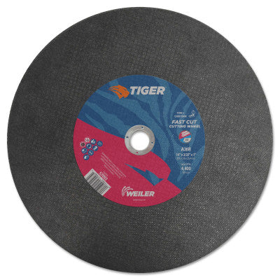 Tiger Large Cutting Wheels, 14 in Dia., 3/32 in Thick, 1 in Arbor, 36 Grit